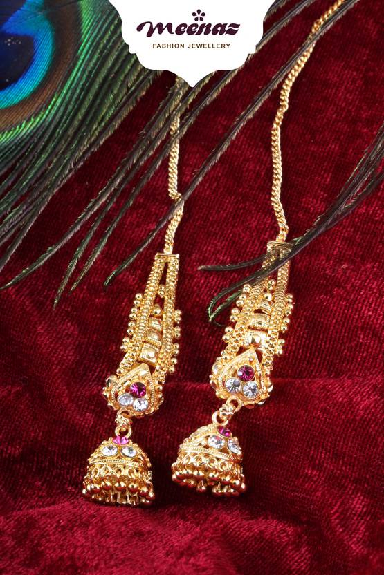 - Buy MEENAZ kanchain kan chain Champaswaralu earchains Hair Jhumka south indian earrings Ruby Brass, Stone, Metal, Alloy, Copper Jhumki Earring Online at Best Prices in India - Buy MEENAZ kanchain kan chain Champaswaralu earchains Hair Jhumka south indian earrings Ruby Brass, Stone, Metal, Alloy, Copper Jhumki Earring Online at Best Prices in India