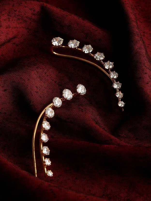 Dressberry Gold-Toned White Classic Ear Cuff Brass Cuff Earring