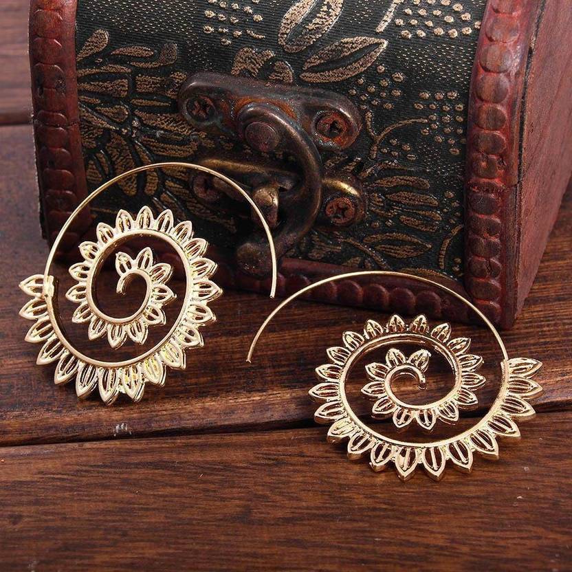 Buy DERBEN CLOVE Antique Unique Golden Hoop Earring for