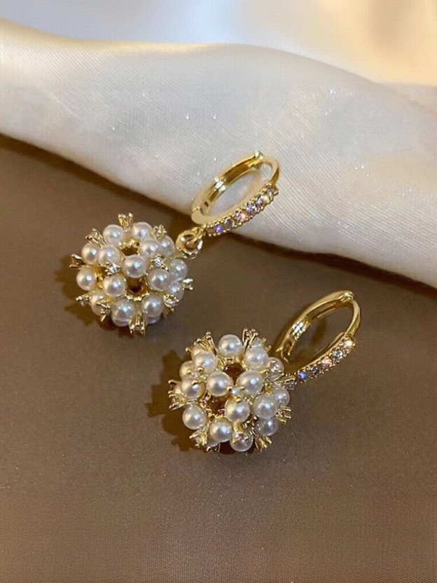 AKISON JEWELS Trendy Earrings For Women Girls Korean western Stylish fancy light weight shiny Pearl, Cubic Zirconia, Diamond, Cubic Zirconia Alloy Hoop Earring, Earring Set, Drops & Danglers, Jhumki Earring
