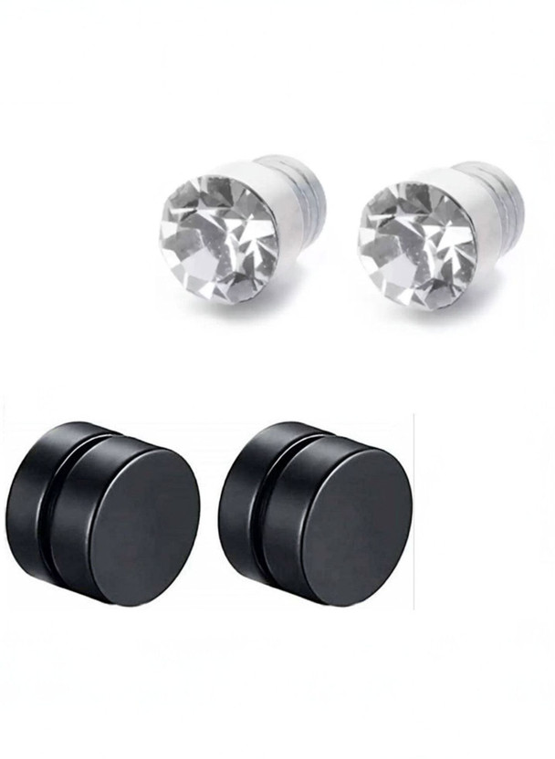 ShobhRam 2 Pair Combo Non Piercing & Magnetic s for Men FLIComNonPearSTEa-18 Metal Magnetic Earring