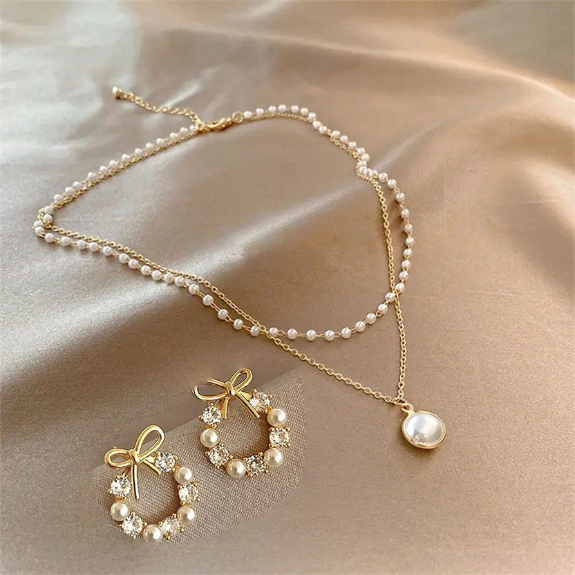 AKF Attractive Pearl Earring with Pendant | Korean Rarring Pearl Plastic Earring Set, Plug Earring