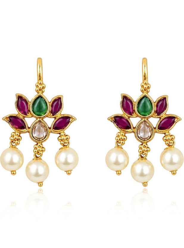 Zevar Zevar Lelo Lotus Pearl Bugadi Ear Cuff Cubic Zirconia Brass Cuff Earring - Flipkart Deal
