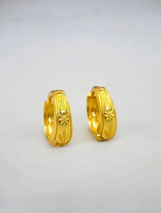 MA FASHION Floral Engraved Hoop Earrings for Women Girls Men Boys | Lightweight Daily Use Brass, Alloy Stud Earring, Hoop Earring, Huggie Earring