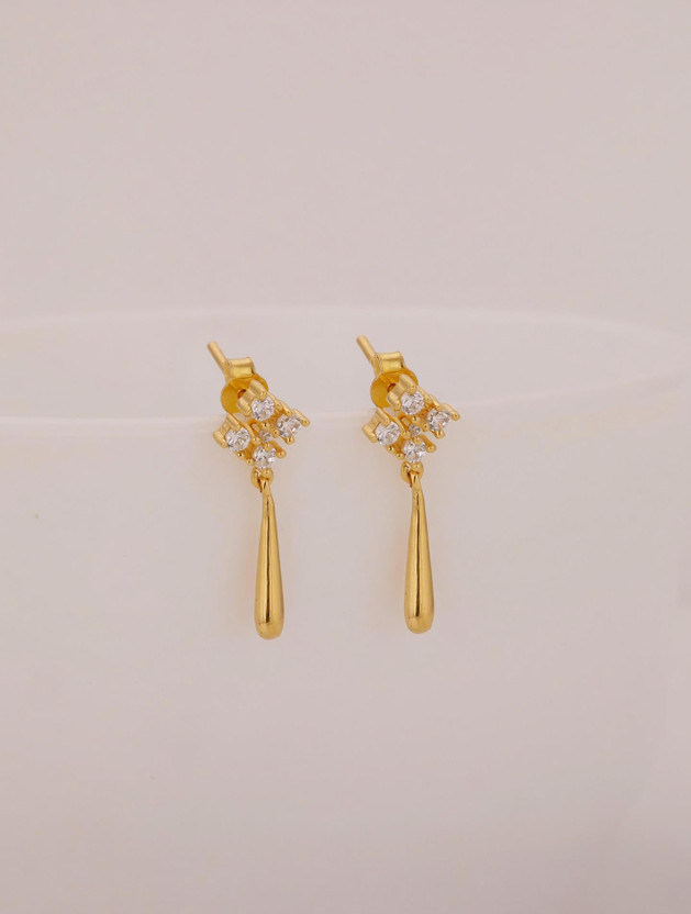 GIVA GIVA 925 Silver Golden Classy Drop Earrings|Lifetime Plating|6 Month Warranty Zircon Sterling Silver Drops & Danglers - Flipkart Deal