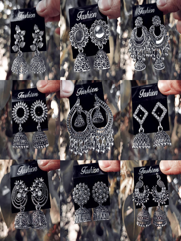 JV CREATION Silver Latest Designer Trendy (2pairs) Cubic Zirconia Alloy Earring Set