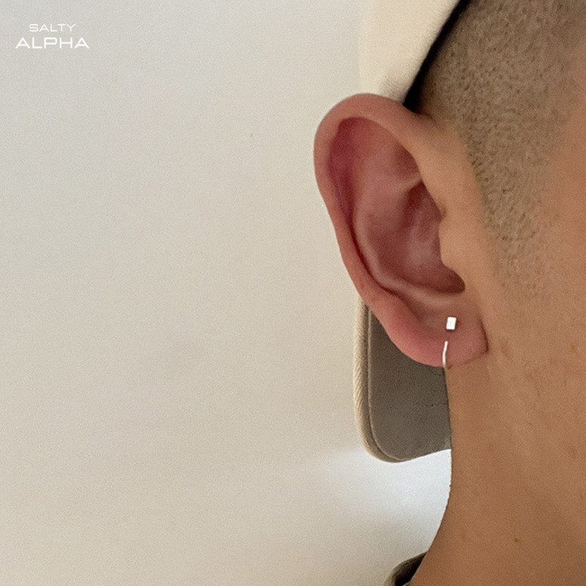 Salty Alpha Bare Earrings for Men & Boys | Tops | Ear Piece | Aesthetic Jewellery Stainless Steel Earring Set