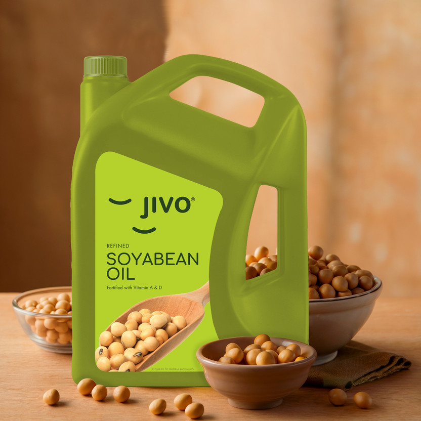 JIVO High in Omega-3 & PUFA | Ideal for Roasting, Frying, & Baking | Refined Cooking Soyabean Oil Can(5 L)