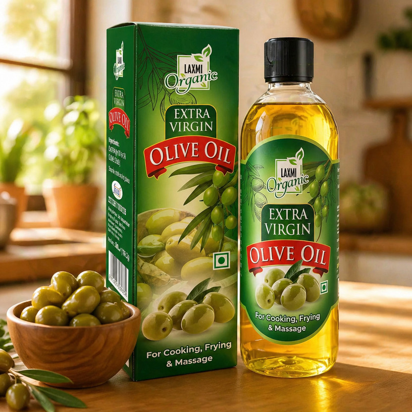 LAXMI ORGANIC Extra Virgin Olive oil original Jaitun ka tel light cooking edible tail 200 ml Olive Oil(200 ml)