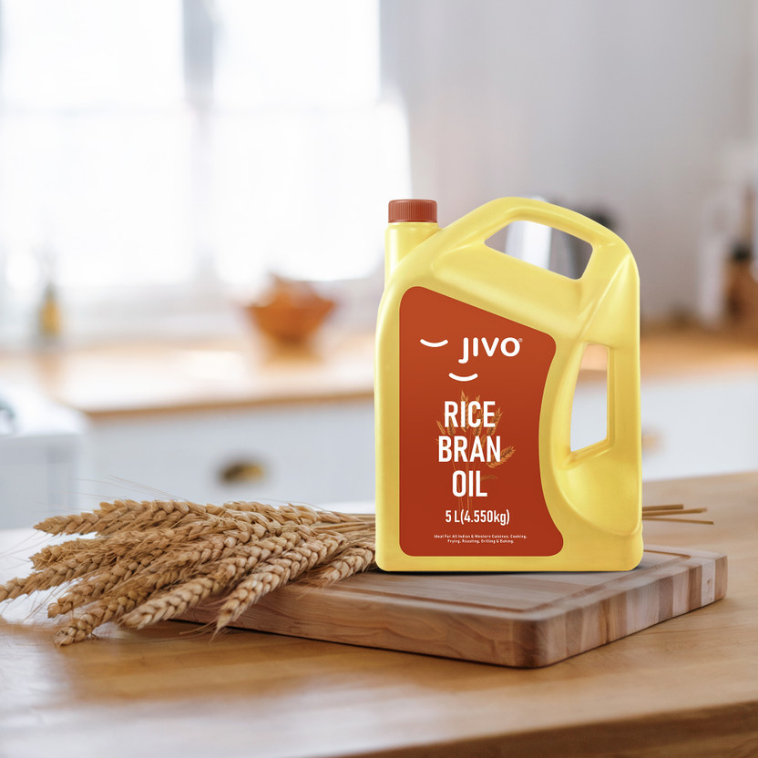 JIVO Rice Bran Health Oil 5L - Cooking Oil for a Healthier Heart Rice Bran Oil Can(5 L)