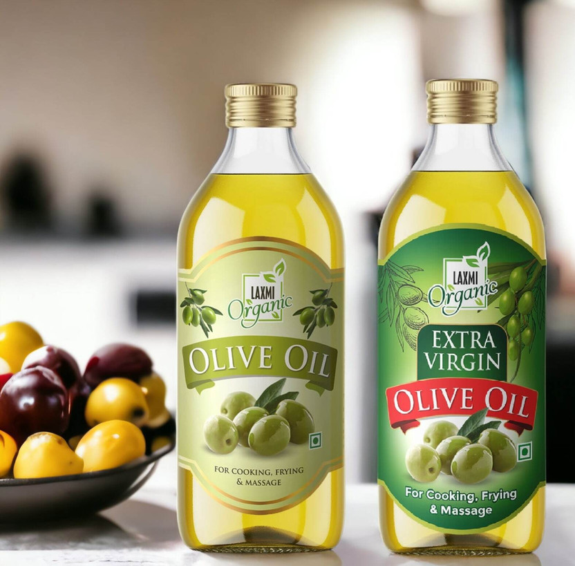 LAXMI ORGANIC Extra virgin OLIVE OIL 500 ml & Olive oil 500 ml cold press light Jaitun tail 1l Olive Oil(2 x 500 ml)