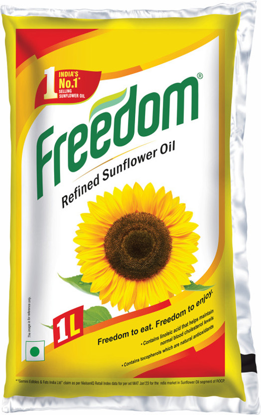 Freedom Refined Sunflower Oil Pouch(1 L)