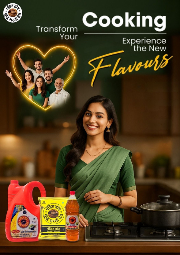 Pandit Brand Kachi Ghani Mustard Oil Rich Aroma & Flavour of Real Mustard Seeds Mustard Oil(1 L)