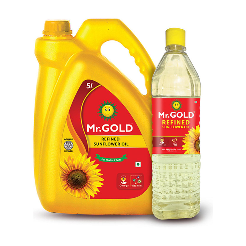 Mr.Gold Combo pack of 5L Can and 1L Pet Sunflower Oil(6 L)