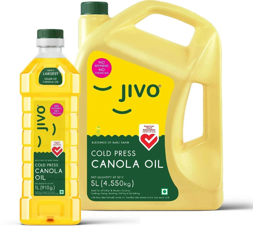JIVO Cold Press Canola Oil 5 Ltr+1Ltr Canola Oil Can(6 L)