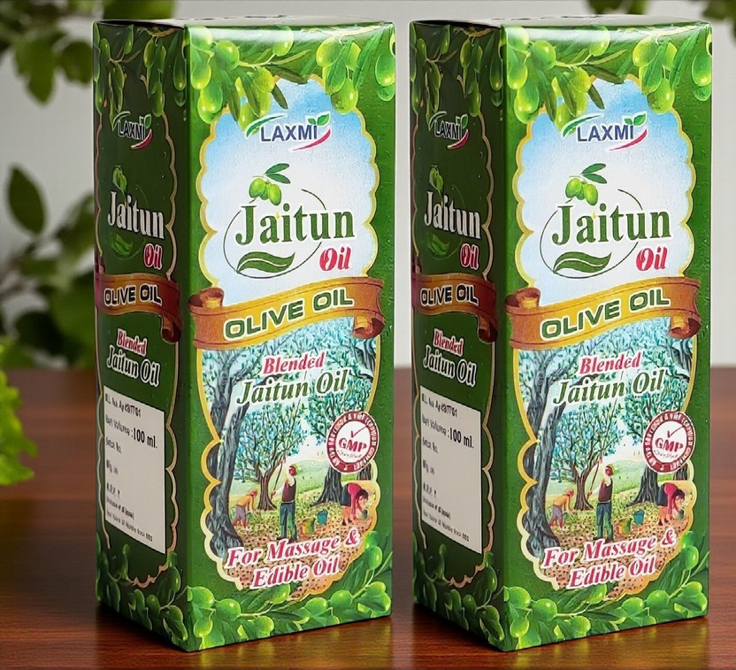 LAXMI Jaitun tail extra light virgin edible & body massage hair cooking oil 100ML * 2 Olive Oil PET Bottle(200 ml)
