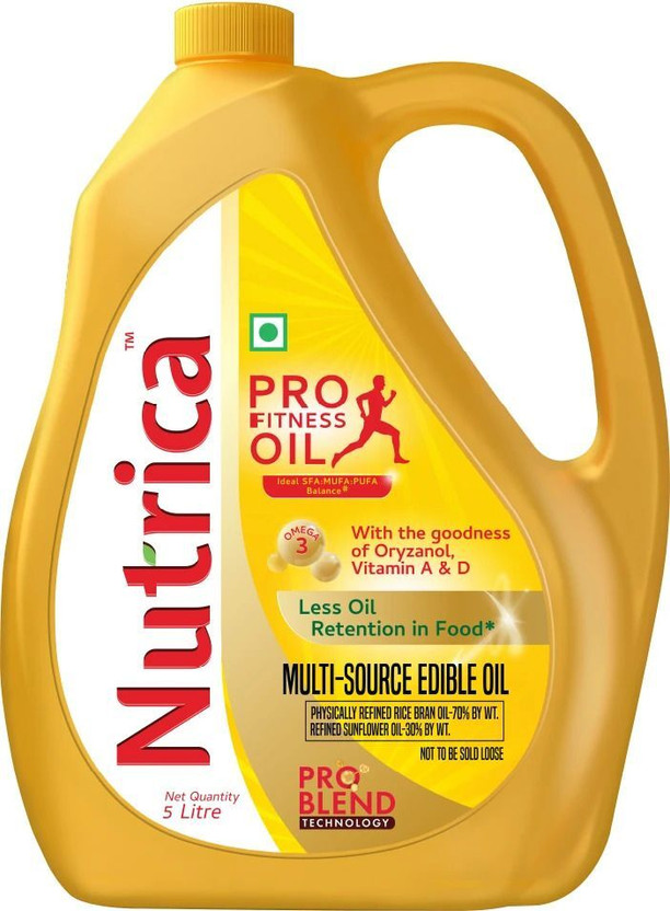 Nutrica Nutrica Pro-Fitness Oil 5 Litre | Fortified with Vitamins A & D + Oryzanol | Rice Bran Oil(5 L) - Flipkart Deal