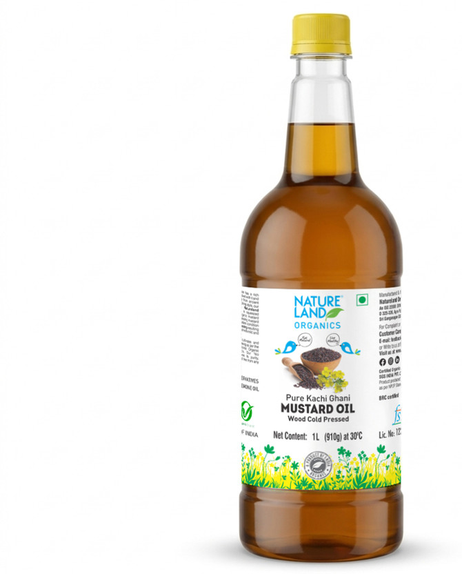 Natureland Organics Wood Cold Pressed Mustard Oil(1 L)