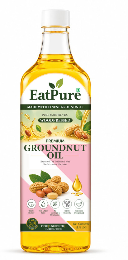 eat pure Cold Pressed Groundnut Oil for Heart Health | 1 L PET Bottle | Pure & Natural | Groundnut Oil(1 L)
