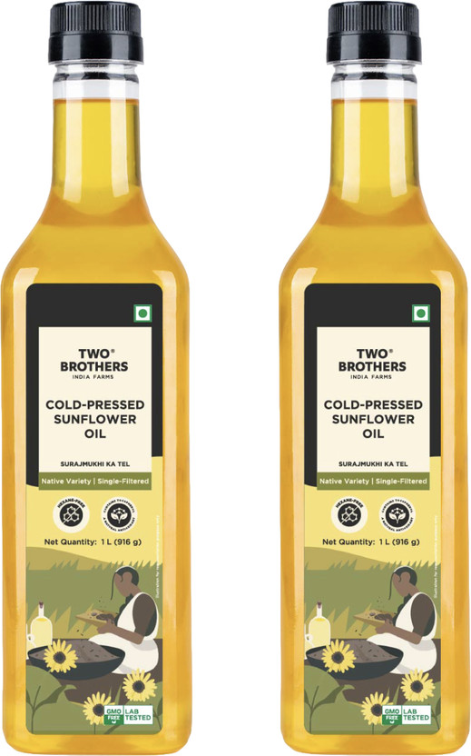 Two Two Brothers India Farms Two BrothersIndia's Only Certified Glyphosate Free Sunflower Oil Pack of 2 Sunflower Oil(2 x 1 L) - Flipkart Deal