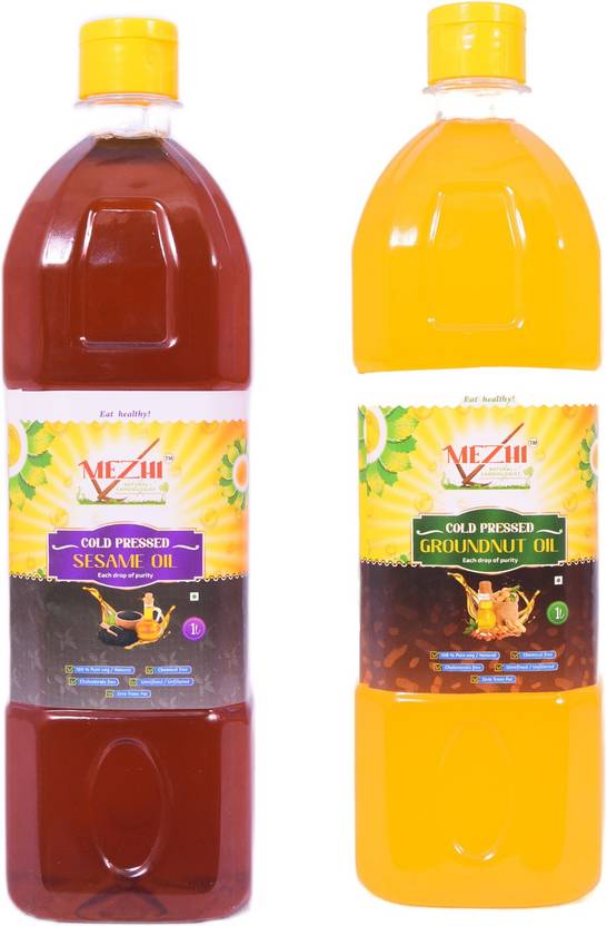 MEZHI Vaagai marachekku Cold Pressed Groundnut / Sesame Cooking Oil