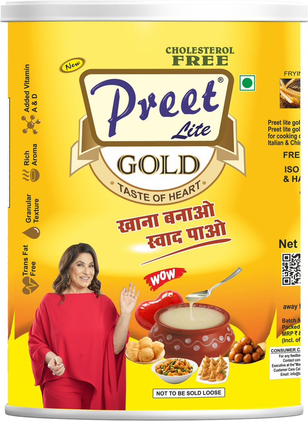 Preet Lite Gold 100% Vegan Multi Source 1 Litre Pack Blended Oil(1 L)