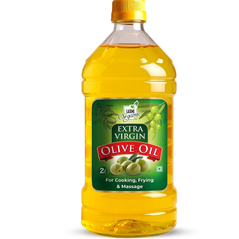 LAXMI ORGANIC Extra Virgin Olive oil original Jaitun ka tail light cooking body massage tel Olive Oil(2 L)