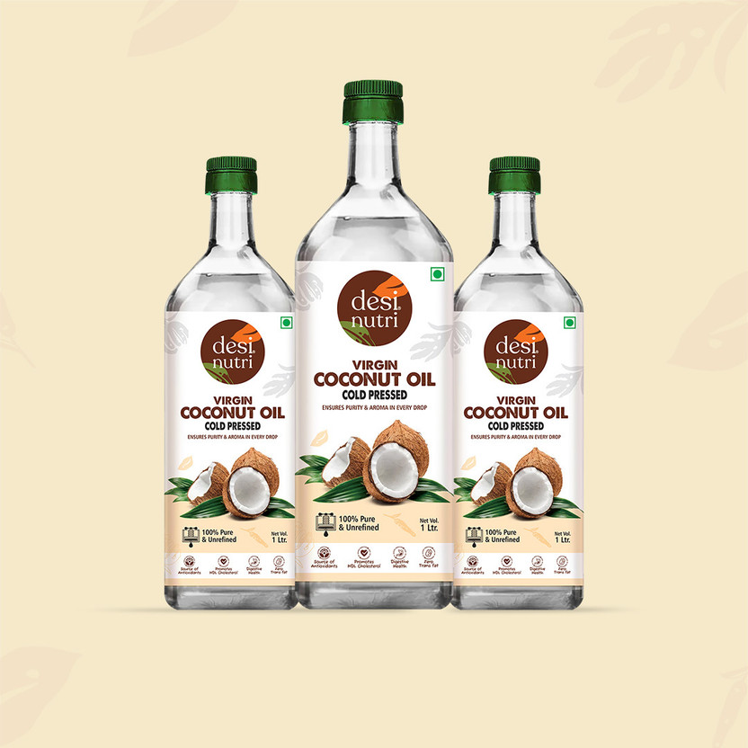 Desi Desi Nutri Cold Pressed Virgin Coconut Oil Pack of 3 Coconut Oil(3 x 1 L) - Flipkart Deal