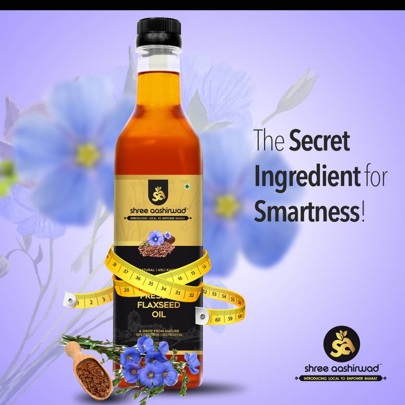 SHREE AASHIRWAD Pure & Natural Cold Pressed Kachi Ghani Flax Seed Oil