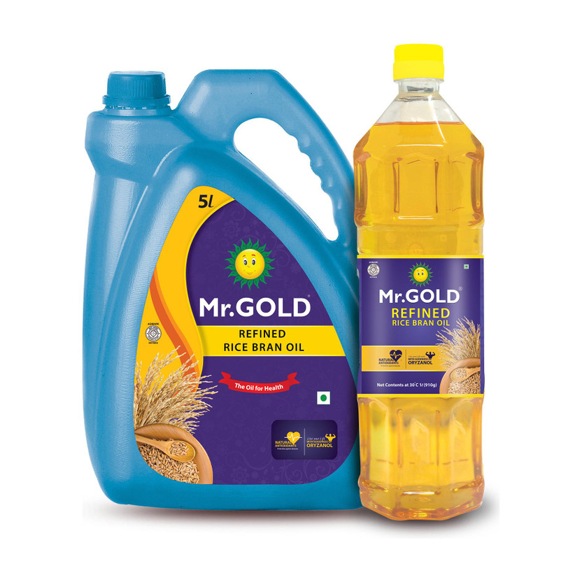 Mr.Gold Mr.Gold Combo Pack of 5 Can and 1L Pet Refined Rice Bran Oil(6 L) - Flipkart Deal