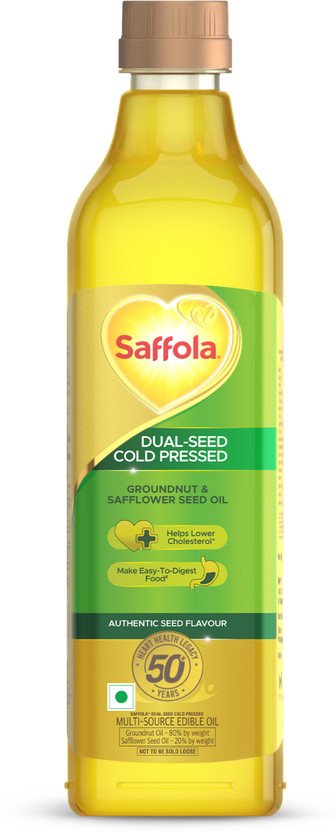 Saffola Cold Pressed Multi-Source Groundnut Oil & Safflower Seed Oil Blended Oil(1 L)