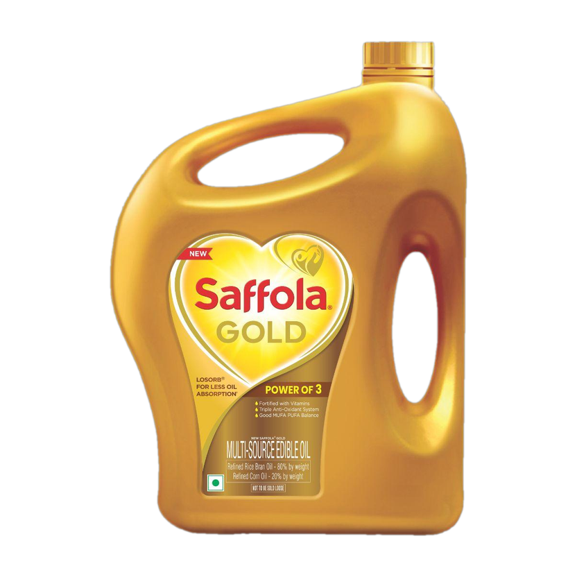 Saffola Saffola Gold,Rice Bran & Corn Multi-source Edible Oil, Less oil absorption,Vitamin A & D Blended Oil(3.64 kg) - Flipkart Deal
