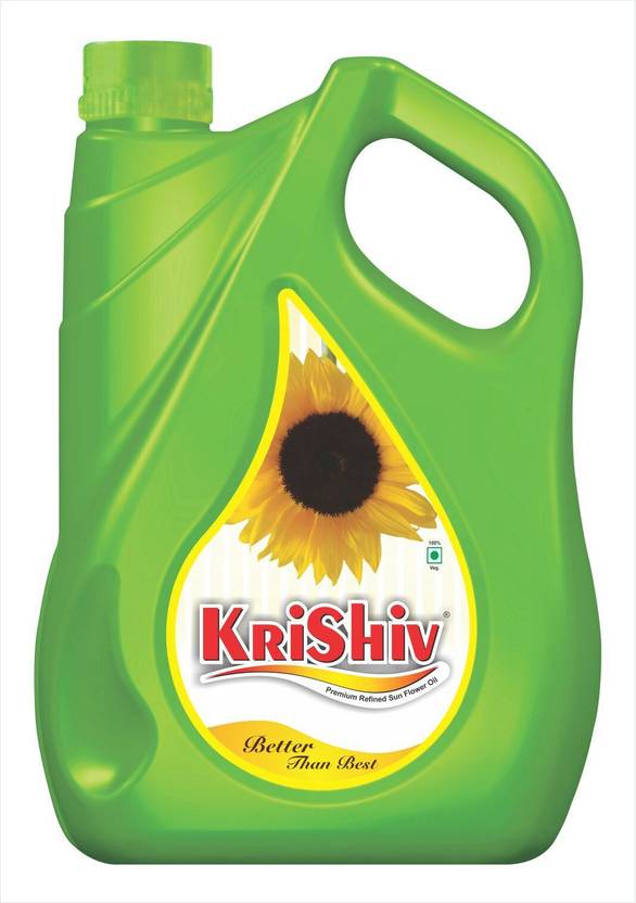 krishivoil Krishiv Sunflower Oil, Premium Dewaxed Natural Oil, 5 Liter