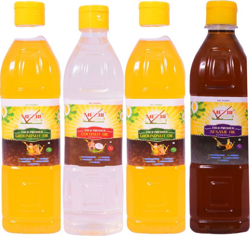 MEZHI Vaagai marachekku Cold Pressed Groundnut 500 ML*2 / Sesame