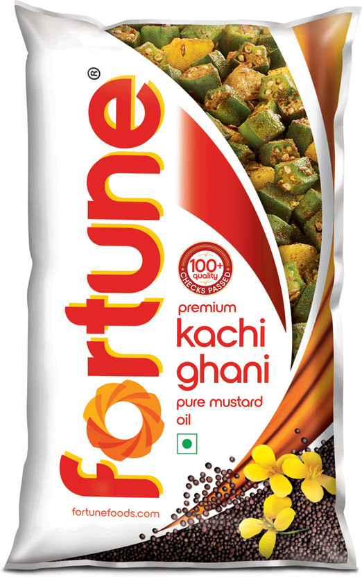 FORTUNE Premium kachi ghani pure Mustard Oil Pouch(1 L)