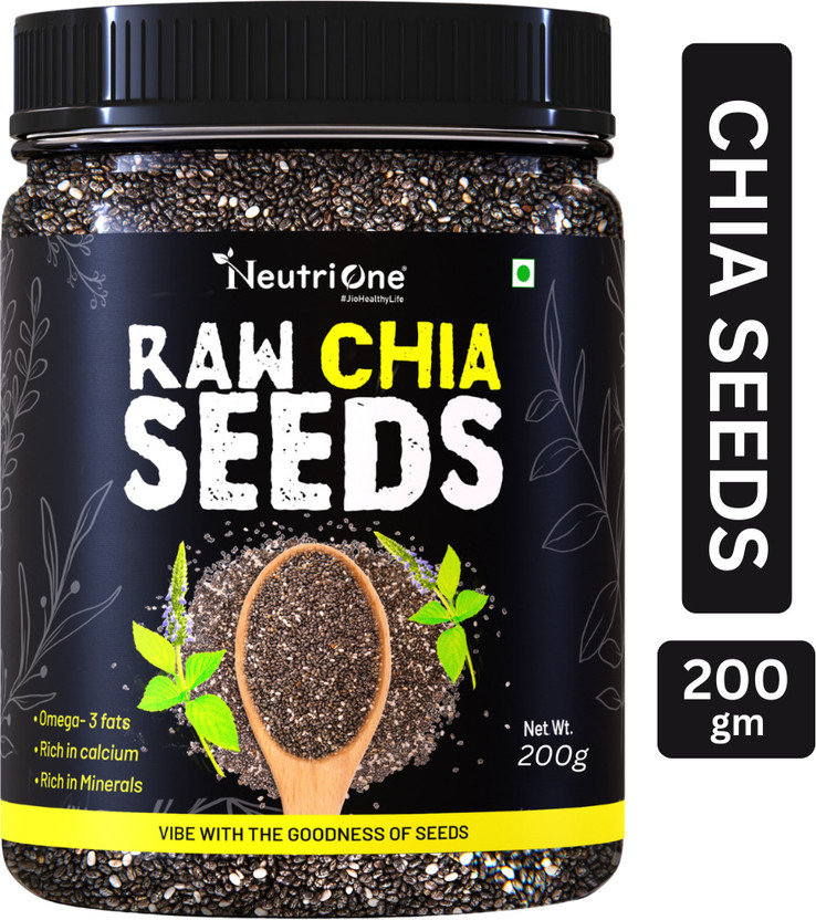NeutriOne Raw Chia Seeds for Weight Loss with Omega 3 ,Zinc and Fiber,Calcium Rich/Protein Chia Seeds(200 g)