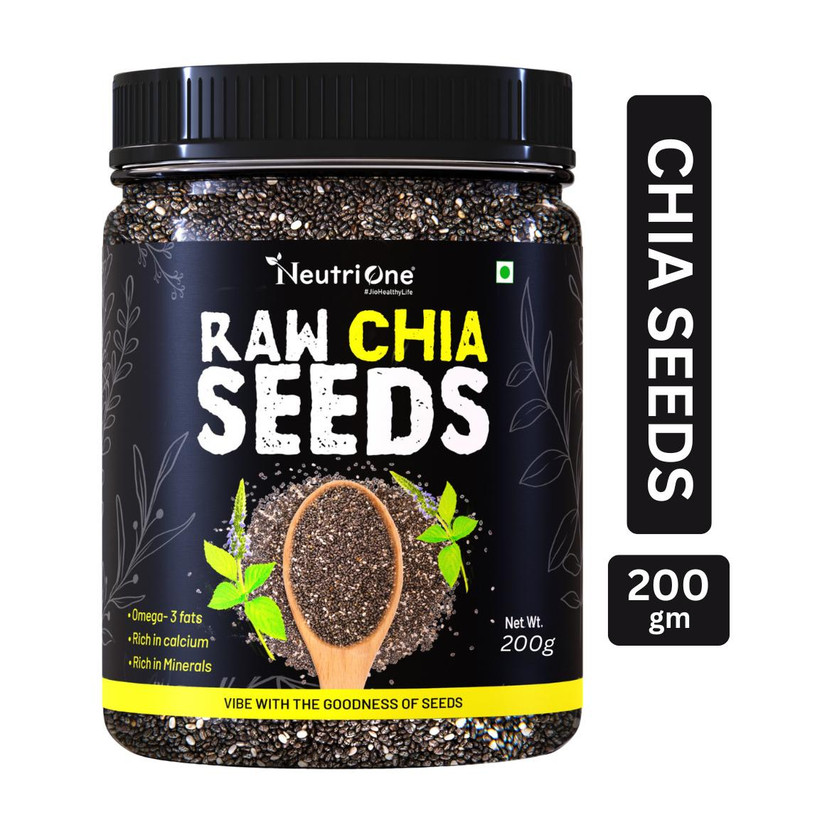 NeutriOne Raw Chia Seeds for Weight Loss with Omega 3 ,Zinc and Fiber,Calcium Rich/Protein Chia Seeds(200 g)
