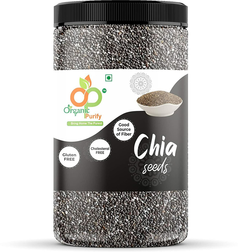 Organic Purify Raw Unroasted Chia Seeds with Omega 3 and Fiber for Weight Loss Black Chia Seeds(500 g)