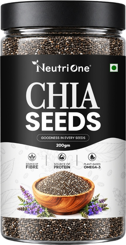 NeutriOne Raw Chia Seeds for Weight Loss with Omega 3 ,Zinc and Fiber,Calcium Rich/Protein Chia Seeds(200 g)