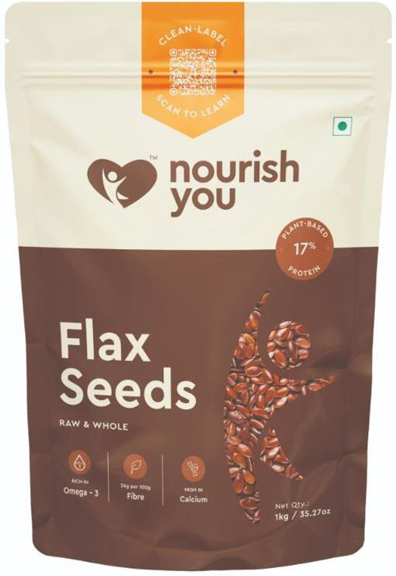 Nourish You Flax Seeds | Rich in Omega 3, Calcium and Fatty Acid - 1 KG Brown Flax Seeds(1000 g)