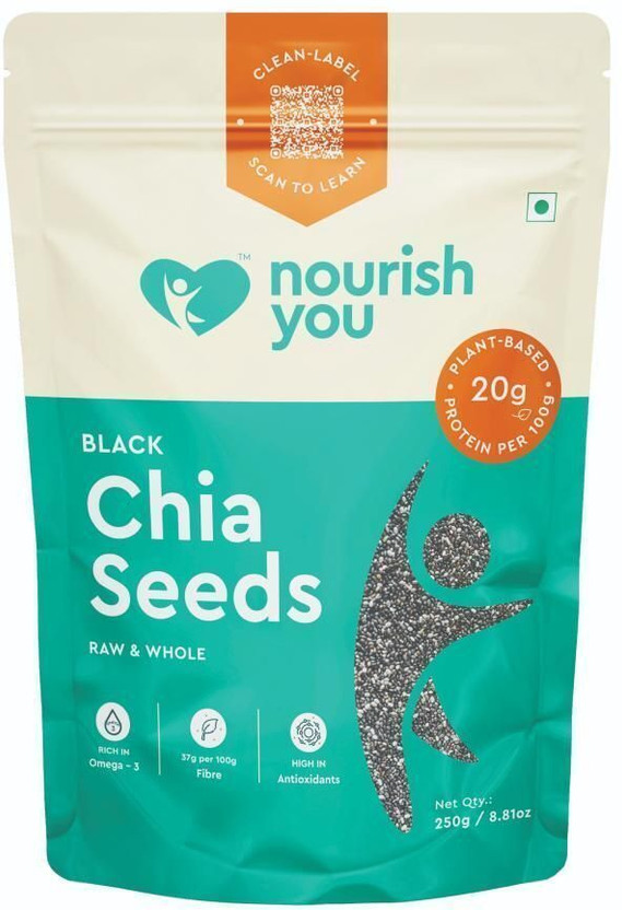 Nourish You Raw Chia Seeds with Omega 3, Zinc, Calcium,Fiber for Weight Loss Black Chia Seeds(250 g)