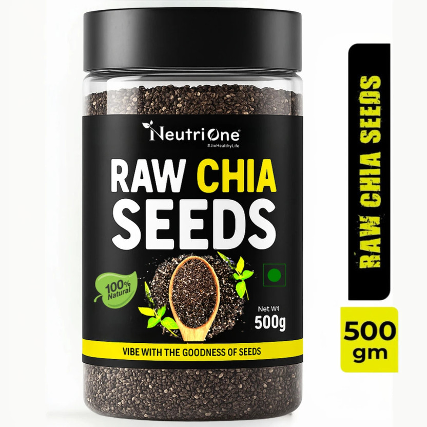 NeutriOne Raw Chia Seeds for Weight Loss with Omega 3 ,Zinc and Fiber,Calcium Rich/Protein Chia Seeds(500 g)