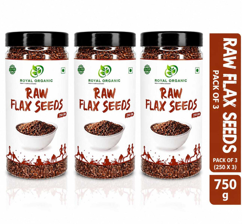 ROYAL ORGANIC Raw Alsi Seeds for weight Loss|Loaded Omega3 & FibreRich food for Healthy Heart Brown Flax Seeds(3 x 250 g)