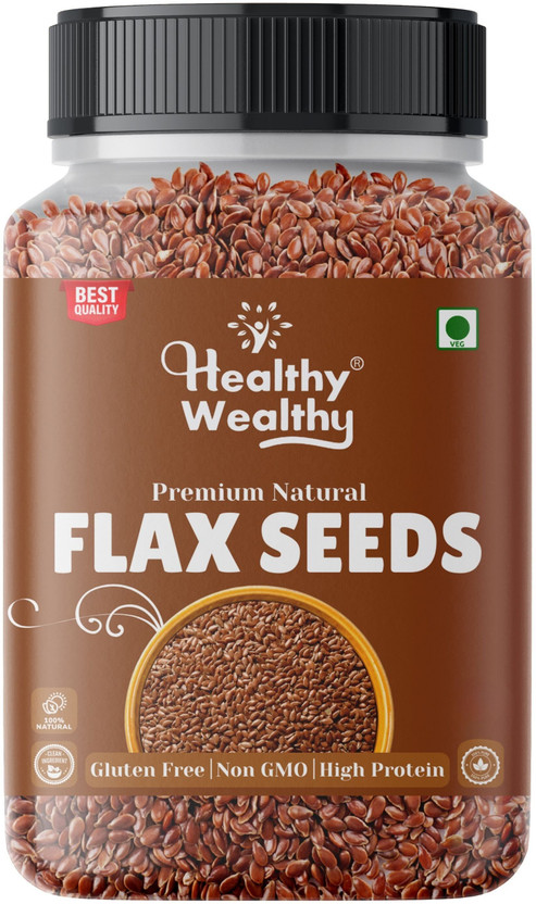 Healthy Wealthy Raw Flax Seeds Weight Loss | High in Dietary Fibre | Rich in Omega 3 Fatty Acid Brown Flax Seeds(200 g)