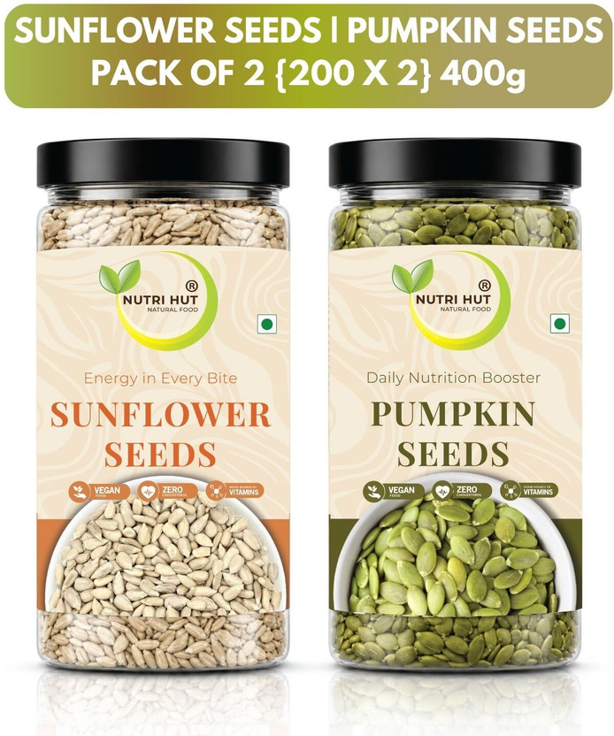 Nutri Hut Super Seeds Combo Pack | Protein-Rich Superfood | Weight Loss & Immunity Pumpkin Seeds, Sunflower Seeds(2 x 200 g)