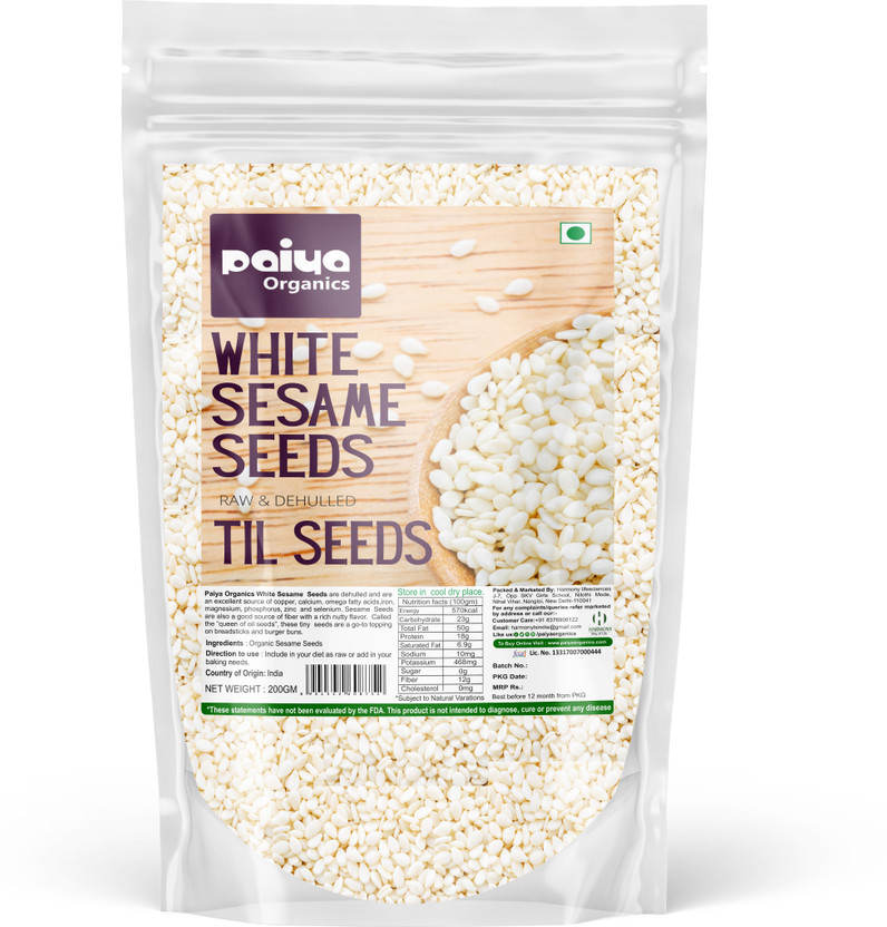 paiya paiya organics 200gm White Sesame Seeds Raw & Dehulled For Eating Til seeds White Sesame Seeds(200 g) - Flipkart Deal