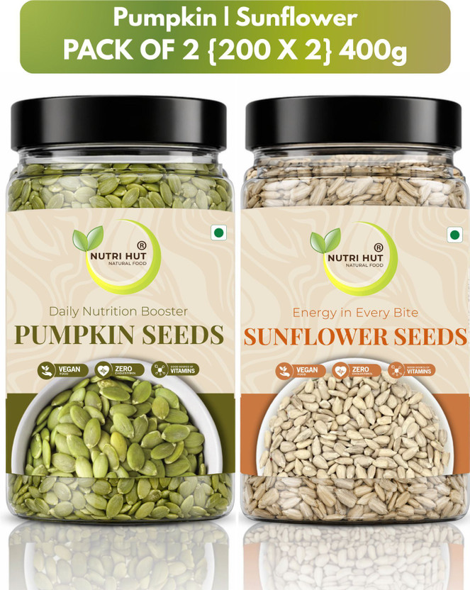 Nutri Hut Super Seeds Combo Pack | Protein-Rich Superfood | Weight Loss & Immunity Pumpkin Seeds, Sunflower Seeds(2 x 200 g)