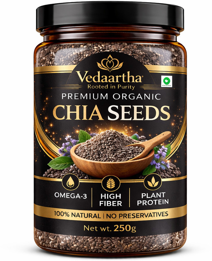 Vedaartha Vedaartha 100% Organic Chia Seeds 250g | High Fiber Superfood | Omega-3 Rich Chia Seeds(250 g) - Flipkart Deal