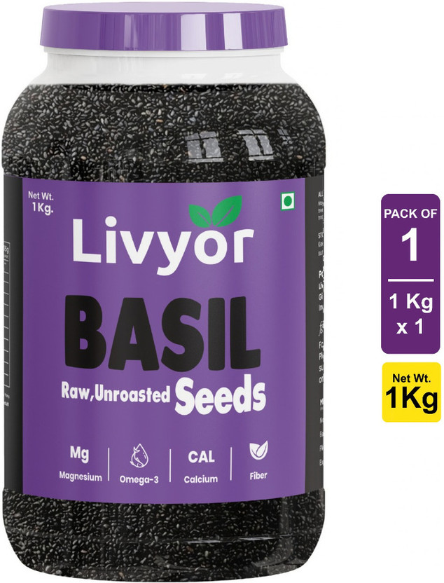 LIVYOR LIVYOR Raw Basil Seeds for Weight loss | Sabja Seeds | Tukmaria Basil Seeds(1 kg) - Flipkart Deal