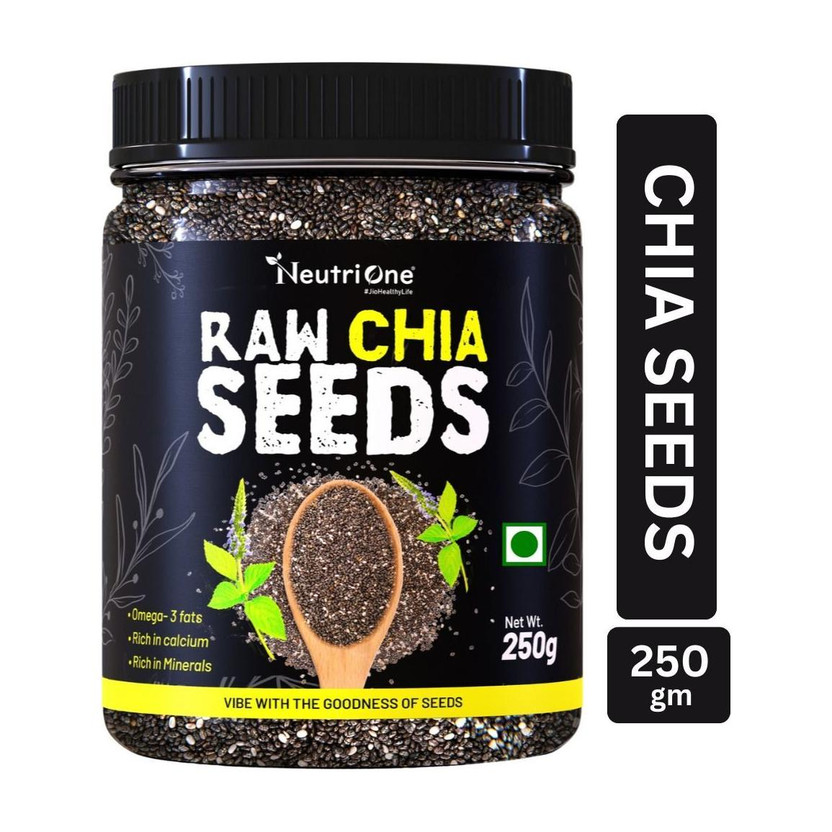 NeutriOne Raw Chia Seeds for Weight Loss with Omega 3 ,Zinc and Fiber,Calcium Rich/Protein Chia Seeds(250 g)